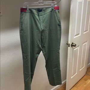 Banana Republic Green Trousers with Red Stripe